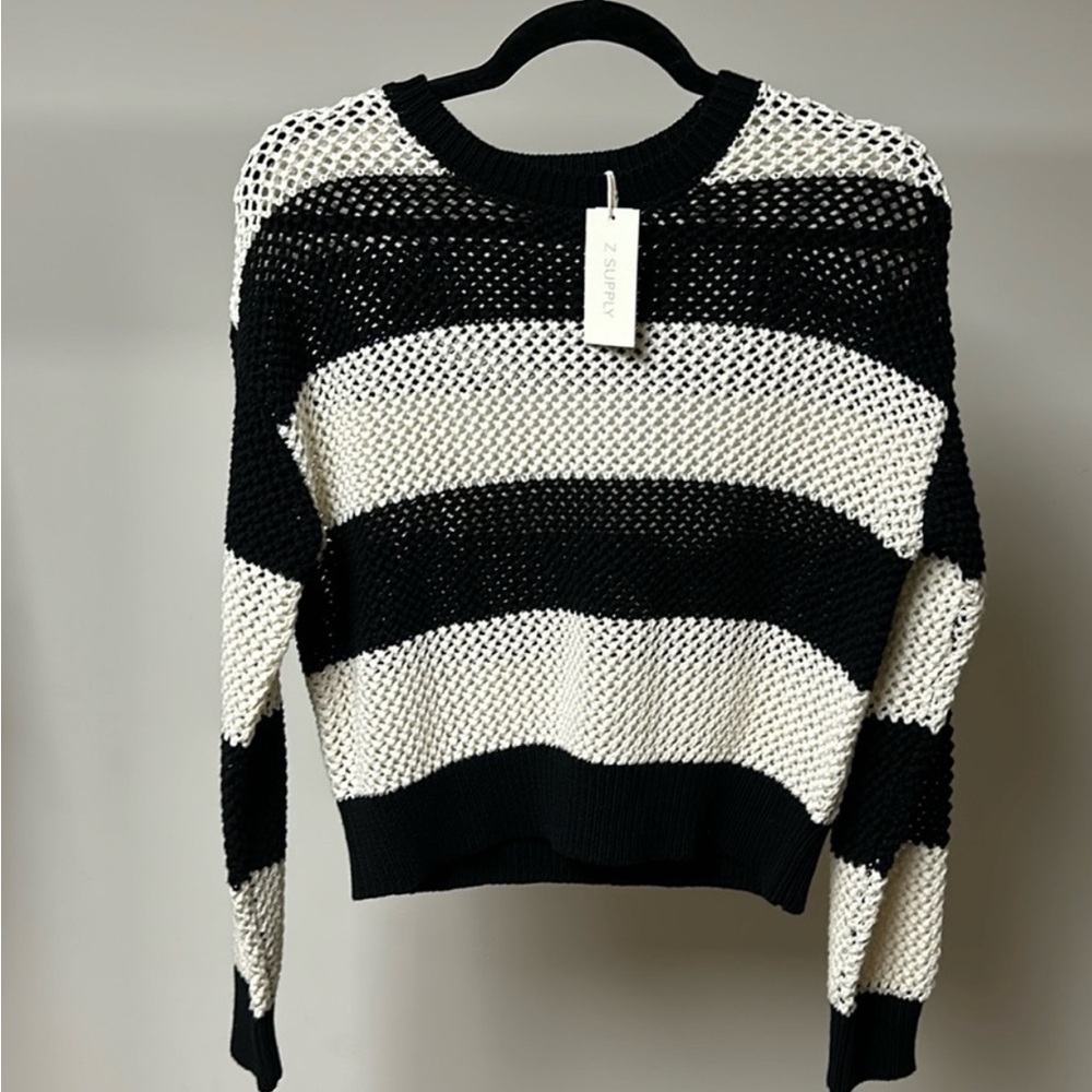Z Supply Broadbeach Stripe Sweater Captain Navy - Size M